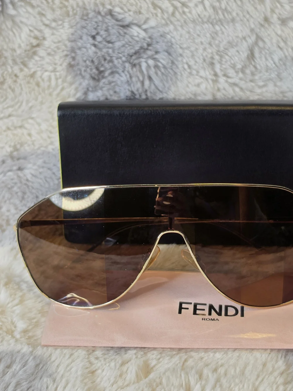 Fendi Women’s Gradient Brown Shield Sunglasses